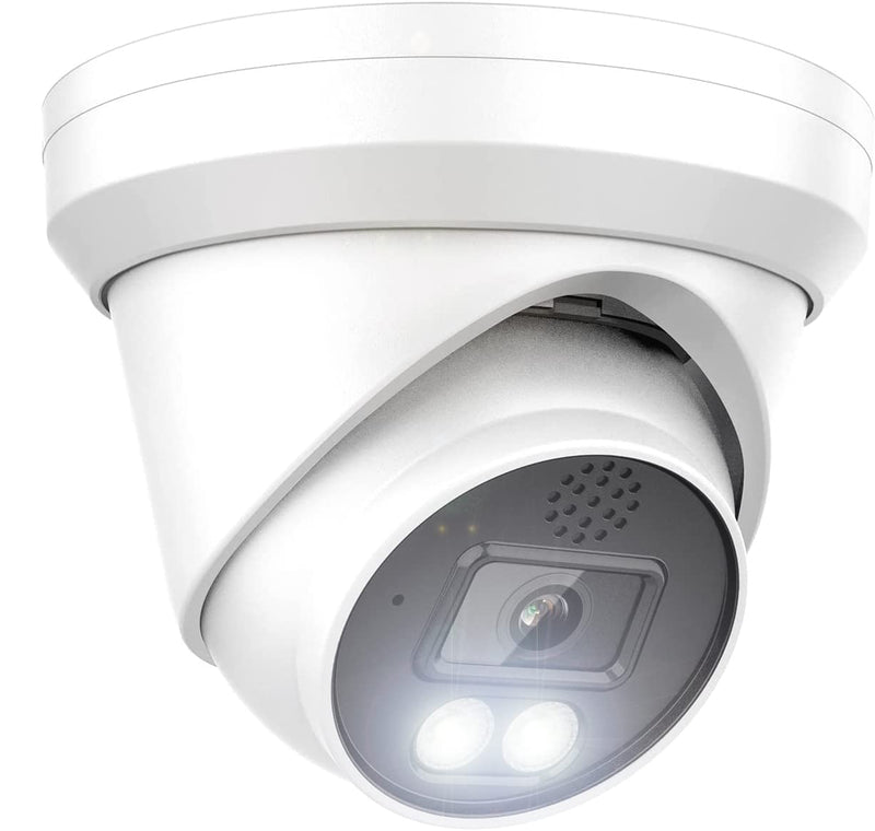 Real HD 6MP Full Color Night Vision ColorVu Turret Dome IP Camera with Visible White LED Lights, 2.8mm Wide Angle, Outdoor Built in Mic, Plug and Play Vandal Dome POE IP Camera