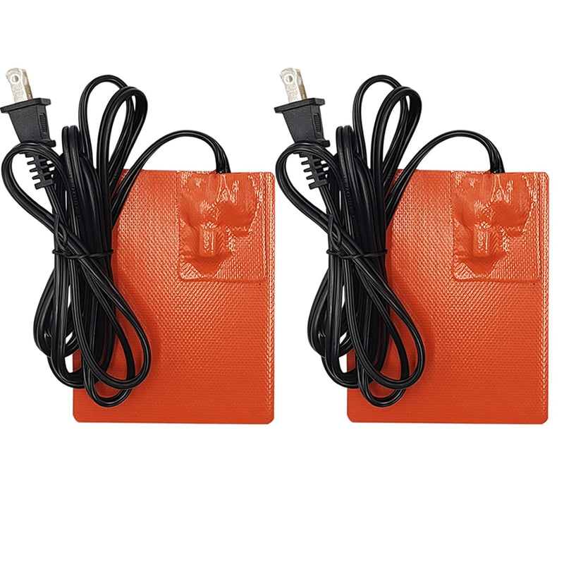 Car Engine Heater Pad Silicone Engine Heater Pad,Car Truck Oil Pan Heating Pad for Metal Surface, Heater Protector Inside,150W 120V 4" x 5" 3M Self-Adhesive 68" Long Power Cord 2 Pcs