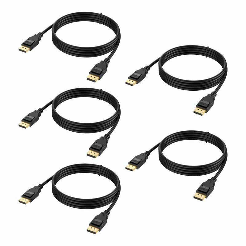 VESA Certified 8K DisplayPort 1.4 Cable 5-Pack, High Speed 48Gbps Display Port DP Cable 6 Feet (8K@60Hz, 4K@/240Hz/144Hz/180Hz/165Hz, 1080P@240Hz) for Gaming Computer Laptop TV Monitor 6FT Black