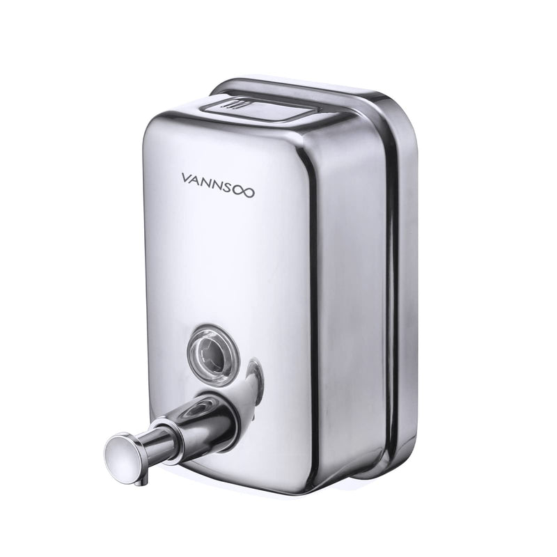 Commercial Soap Dispenser Wall Mount Stainless Steel Manual Liquid Pump Rust-Proof Leak Free for Bathroom (17 fl oz / 500ml) 17 fl oz