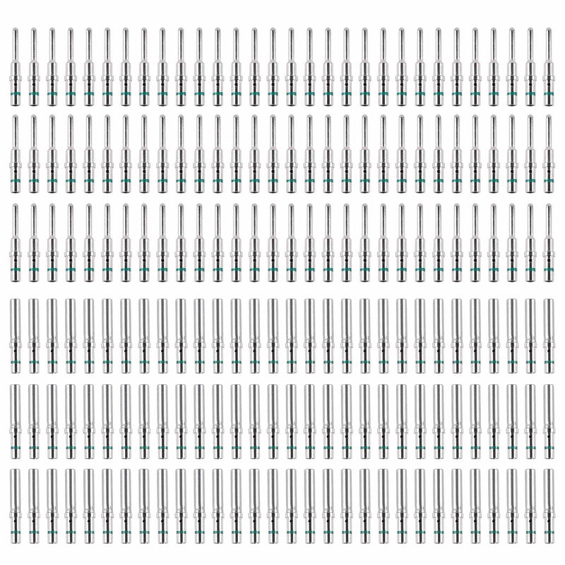 JRready 90 Pairs Deutsch Connector Pins and Sockets Solid Contacts Size 16 ST6281 - Male Pins 0460-215-16141/ Female Pins 0462-209-16141, DT Connector Terminals Wire Size 14-20AWG Size 16 - 90 Pairs Green Stripes Solid Contacts