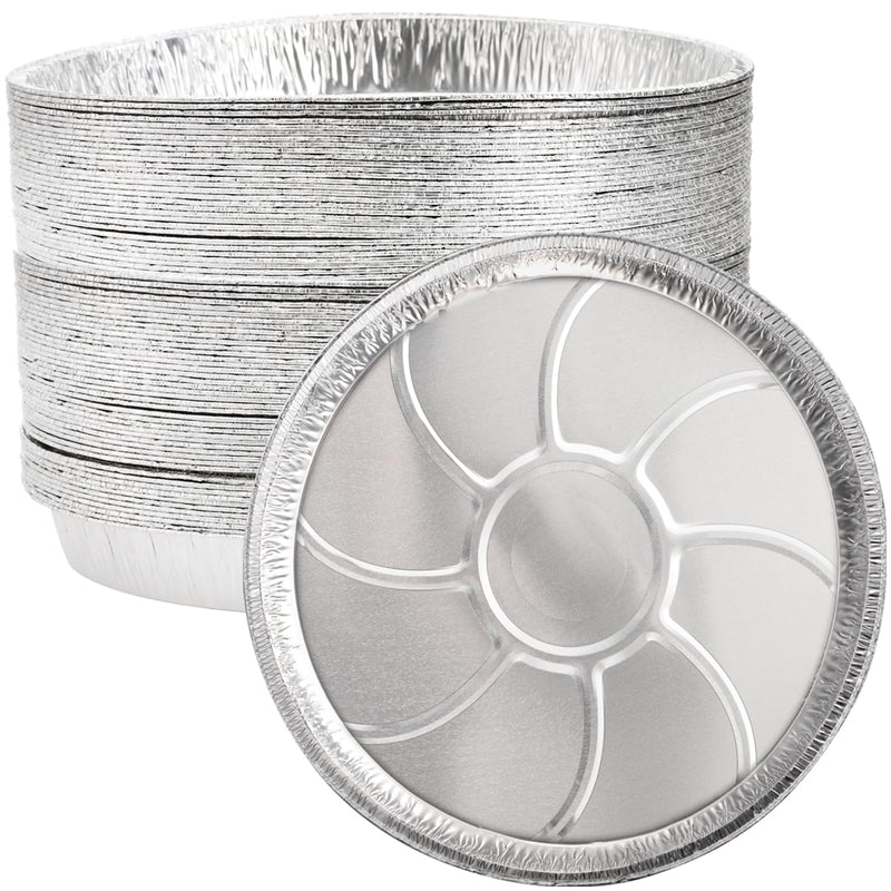 Frcctre 45 Pack 13 Inch Round Aluminum Foil Pans, Heavy Duty Disposable Round Tin Foil Pans Pizza Pans for Baking, Cooking, Storage, Roasting, Reheating - Freezer & Oven Safe