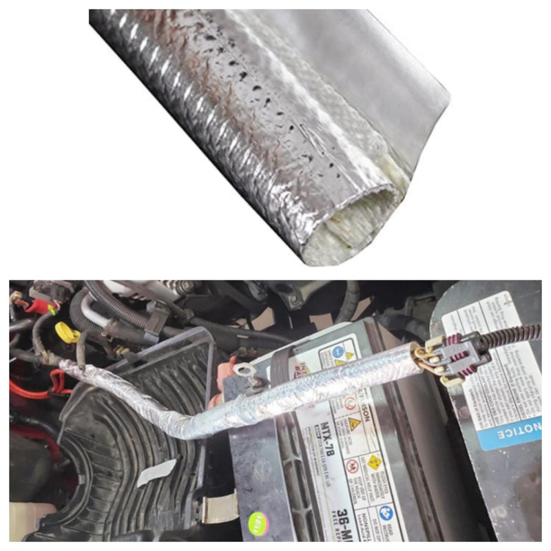 10mm - 3/8" Self-wrap Aluminum Heat Shield Sleeve Thermal Reflective Side Entry High Temperature for Hoses, Wire Harnesses, Cables, Automotive, Exhaust 39" (1 Meter) 10mm - 3/8" Dia - 39" Long