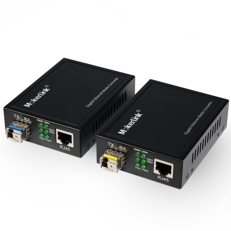MokerLink Gigabit SFP to RJ45 Converter, A Pair 2 Pack BIDI-Mode Fiber to Ethernet Media Converter, 10/100/1000Mbps RJ45 Port, 1000Base-BIDI SFP Module 1310TX/1550RX up to 20KM 2 Pack Bidi Mode