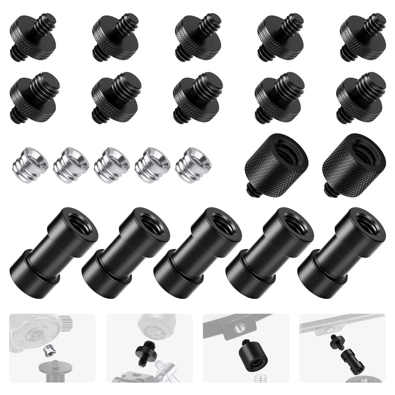 NEEWER Camera Screw Adapter, 22 Pieces 1/4” to 1/4” and 1/4” to 3/8” Tripod Mount Screw Adapter Converter Set for Camera Mount, Monopod, Ball Head, Flash Light Stand, Tripod — ST29
