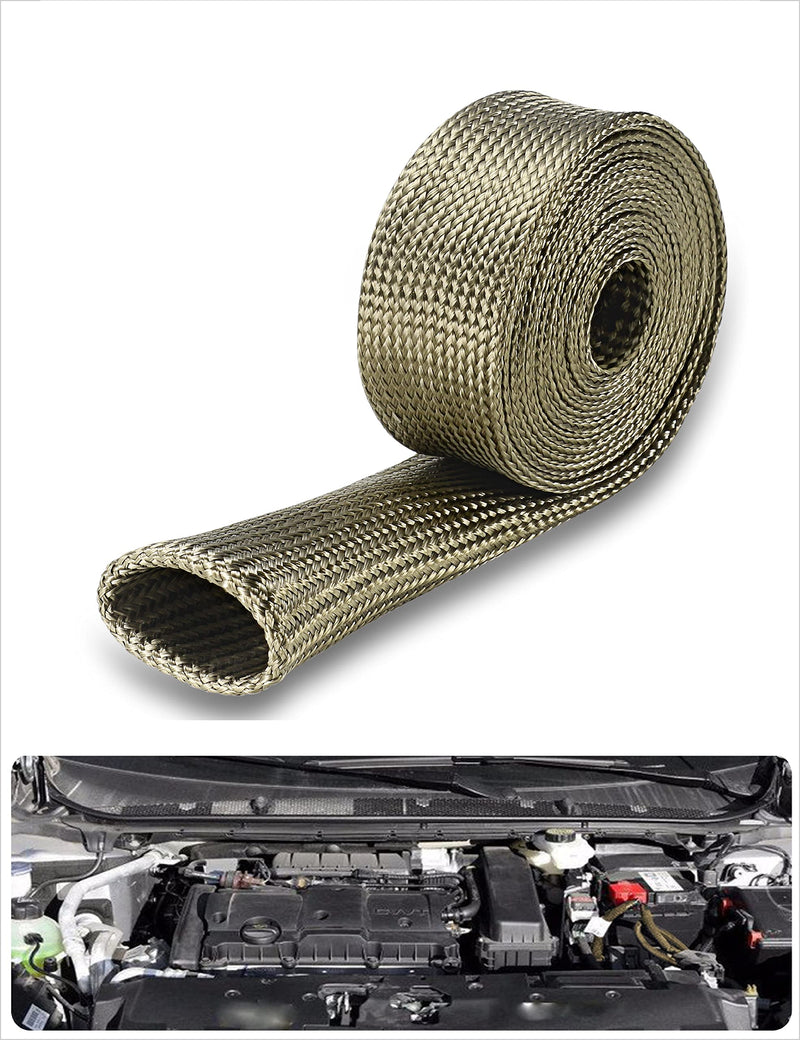 Heat Shield Sleeve Fuel Line Heat Shield Auto Hose Spark Plug Wire Cover Protectors Boots Roll 2500 Degree for Car&Auto Wire Loom Brake Cable (1" IDX10', Titanium) 1" IDX10'