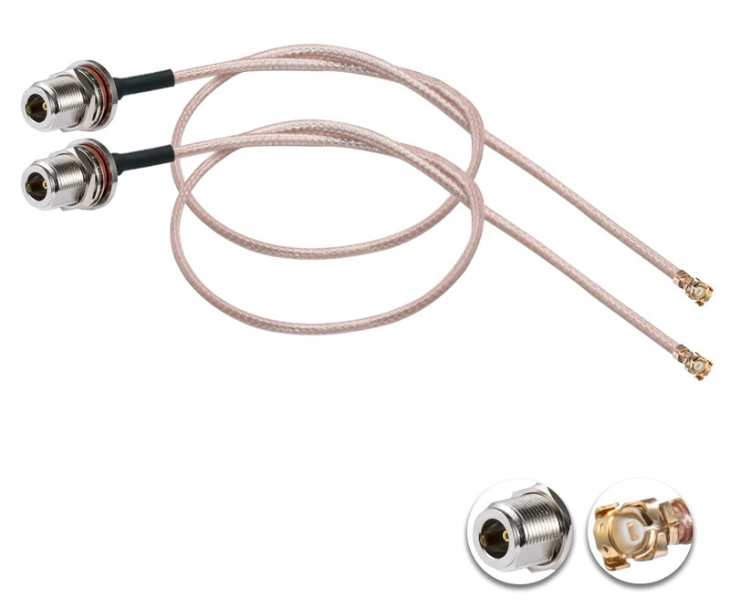2PCS U.F.L1 to N Type Female Low Loss Coaxial Cable 12" /30CM U.F.L1 RG178 Coaxial Pigtail Cable for Wireless Routers Mini PCIE Network Cards PCI Wi-Fi WAN Repeater