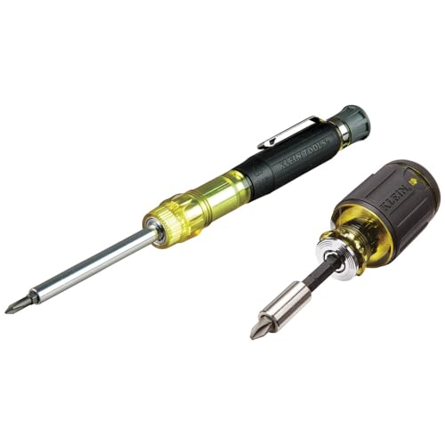 Klein Tools 80037 Screwdriver Tool Set, Multi-Bit Pocket Precision Screwdriver and Adjustable Length Stubby, 2-Piece Multibit Electronic & Multibit Stubby Set