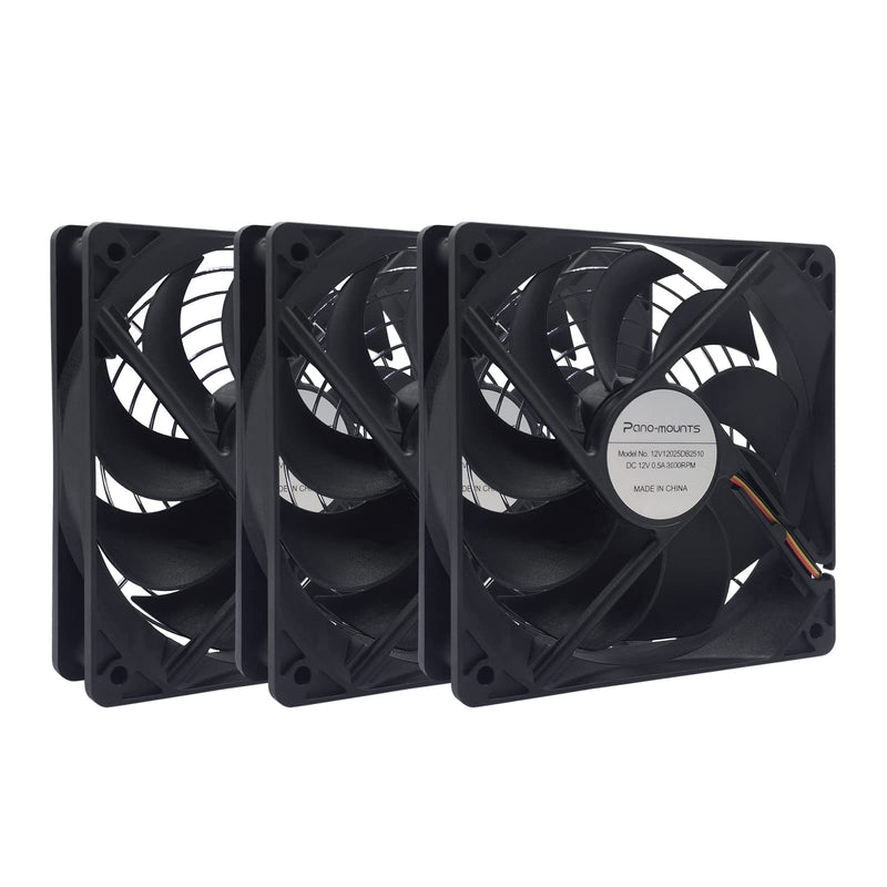 3-Pack 120mm 12V DC High Airflow Computer PC Case Fan 120x120x25mm Triple 3Pin 4.72inch Dual Ball Bearing Brushless Exhaust Cooling Fan for Mining Rig Frame Rack Air Miner PSU with Metal Guard 3000RPM 12V 120X120X25MM