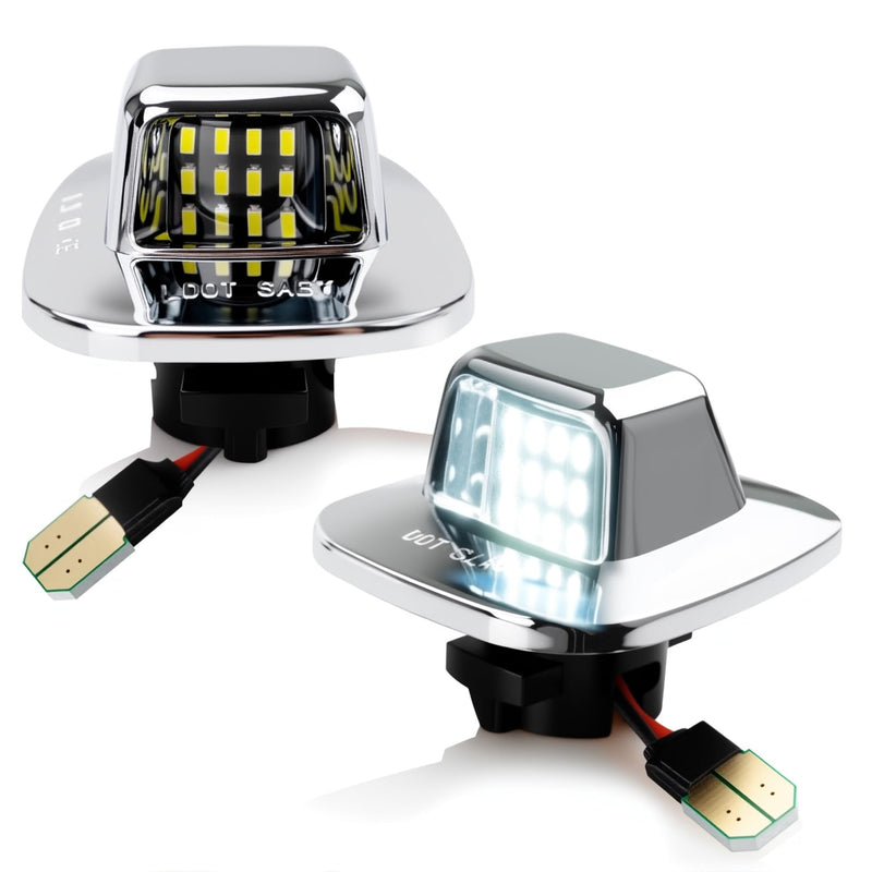 D-Lumina LED License Plate Light Tag Lamp Assembly Chrome Housing Compatible with 1988-1999 Chevy GMC Silverado Sierra C/K Series 1500 2500 3500 Suburban Blazer S10 Tahoe Yukon Sonoma S15, Pack of 2