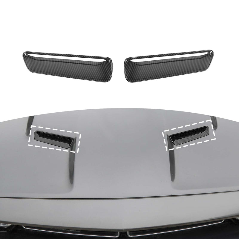 RT-TCZ for Challenger Hood Scoop Insert Vents Cover Trim for Dodge Challenger 2015-2023 Carbon Fiber Exterior Accessories 2pcs