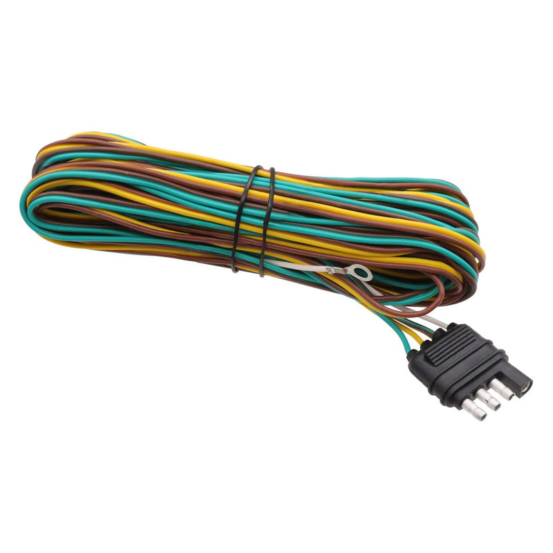 25ft 4 Wire 4-Flat Trailer Light Wiring Harness Extension Kit, Trailer Wiring Harness with 18 Gauge White Ground Wire for Trailers O-016 25ft 4 Wire 4-Flat