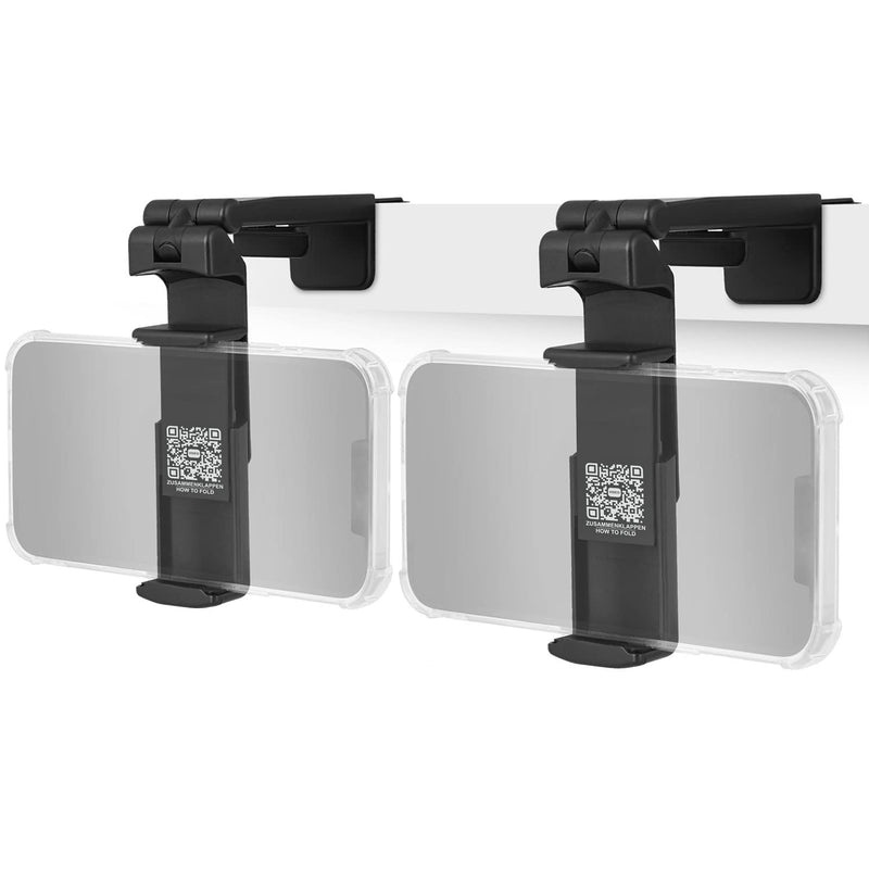 2X Airplane in Flight Phone Holder | Travel Essential Gadget for Plane | Universal Foldable Pocket Size Smartphone Mount | 360° Rotation | Train Work Monitor Kitchen & Video (Patented) 2x Airplane Phone Holder