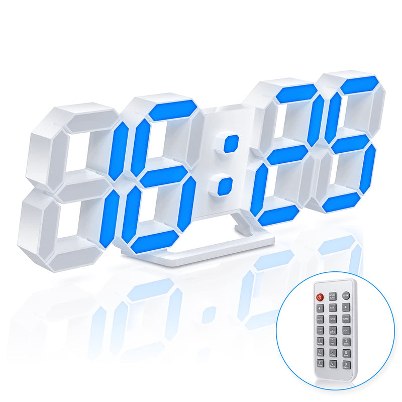 EDUP HOME 3D LED Neon Digital Desk Wall Alarm Clock RGB Night Light 7 Colors 9.7" with Remote Control for Bedroom/Living Room/Kitchen/Office, Adjustable Brightness,12/24 Hr, Time/Date/Temperature 7 Colors Lights 9.7" Led Clock + White Design