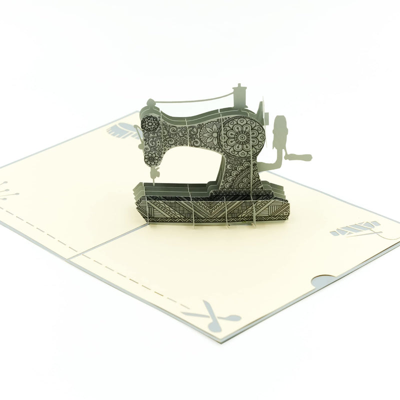 Rykamia Vintage Sewing Machine Pop Up Card - Multi-Occasion Greetings: Birthday, Anniversary, Retirement, Thank You, Good Luck - Perfect For Tailors & Grandma