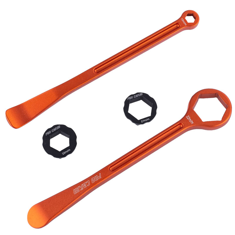PRO CAKEN 10MM/0.39'' 13MM/0.51'' 22MM/0.87'' 27MM/1.06'' 32MM/1.26''Tire Iron Lever Tool Spoon Motorcycle Tire Change Kit Wrench Set Combo Levers Kit Tire Repair Tool for European Bike XC SX XC EXCF Orange