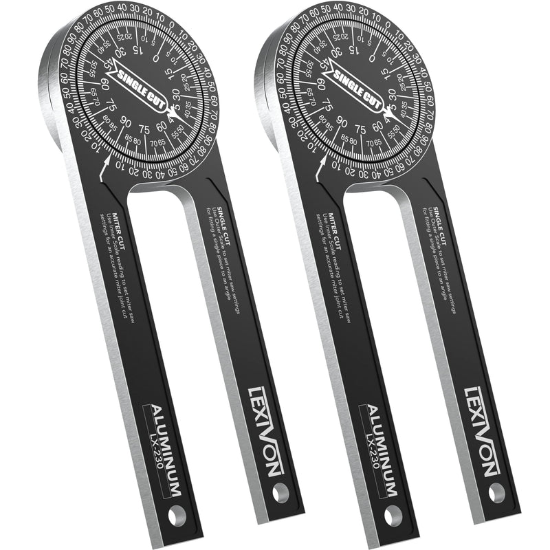 LEXIVON [2-pack] Aluminum Miter Saw Protractor | 7-Inch Rust Proof Angle Finder Featuring Precision Laser Engraved Scales (LX-230X2) 7 Inch, 2 Pack