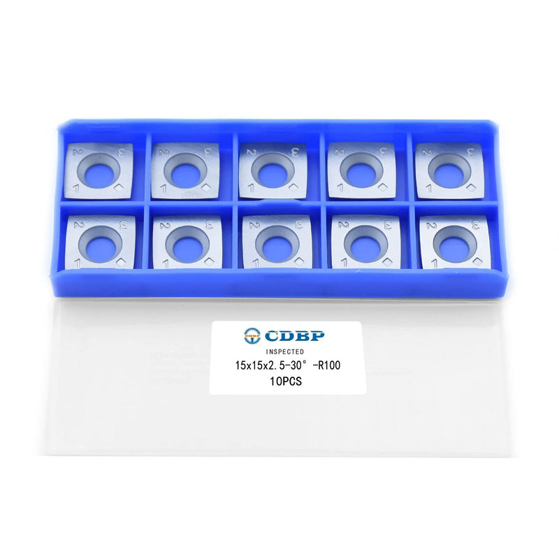 15mm Square with 4" Radius Carbide Inserts Cutters 15×15×2.5mm-R100 Replacement for Woodworking Fits Helical Spiral Cutterheads or Planers Cutterblocks, 10 PCS 15x2.5mm-4" Radius