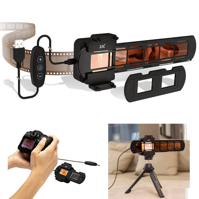 JJC 35mm Negative Film Scanning Copying LED Light Set | 10 levels Adjust,Includes Slides Holder,Film Strip Holder,USB Light Viewer w Shoe Mount,for Negatives Converter to Digital