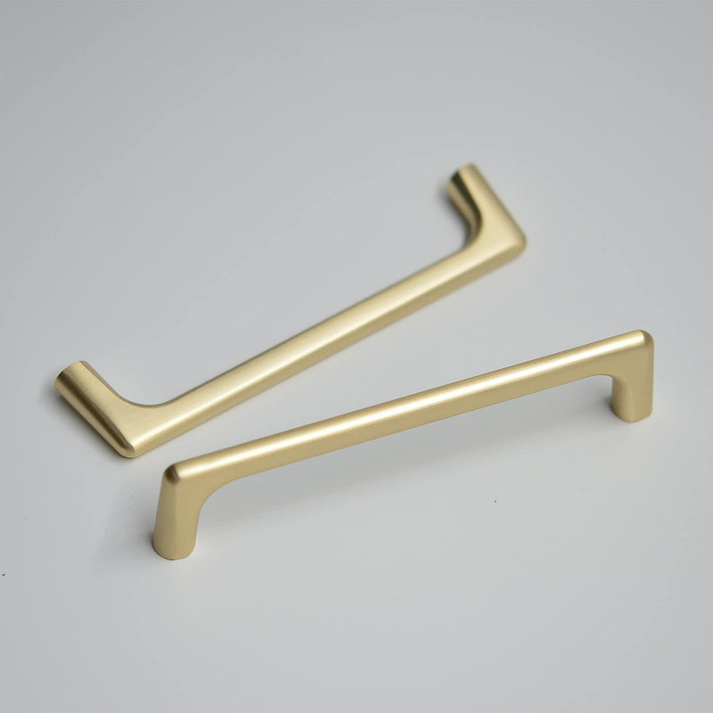 10 Pack 5'' Solid Brushed Gold Kitchen Cabinet Drawer Cupboard Dresser Hardware Pulls Handles for Stainless Steel Modern Farmhouse Rustic Kitchen Cabinet Door Handles Drawer Knob and Pull 5 Inch (128mm) Hole Centers 10 Pack