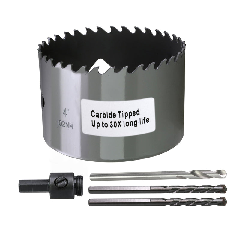4” 102mm Inch Carbide Hole Saw Cutter Multi-Purpose Hole Saw Bit for Hardy Plank MDF Air Brick Nail Embedded Wood 2.36” Depth Up to 30X More Cuts 4"(102mm)