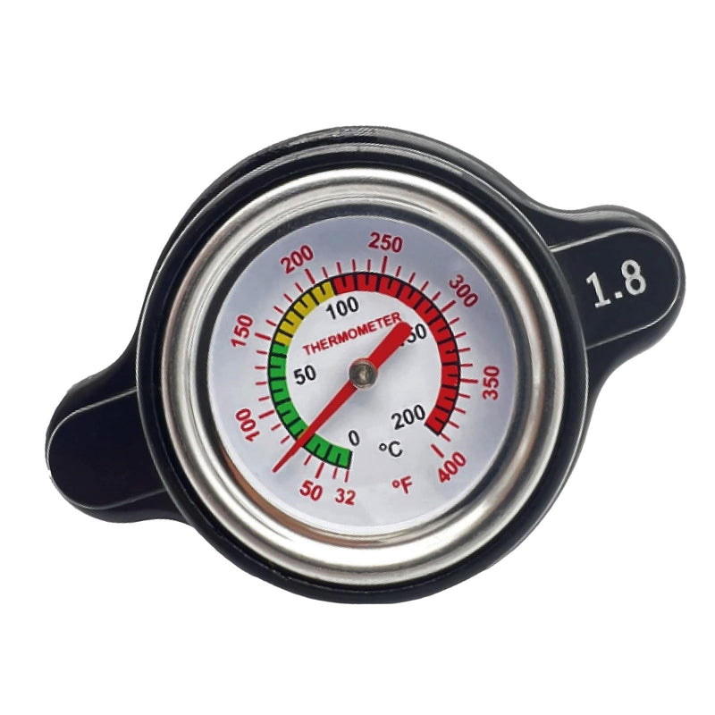 High Pressure Radiator Cap Cover Temperature Temp Gauge 1.8 Bar 25.6Psi Fit for Honda, Kawasaki, Suzuki, Husqvarna Dirt Bike, Yamaha Motorcycle ATV Models High Pressure Radiator Cap