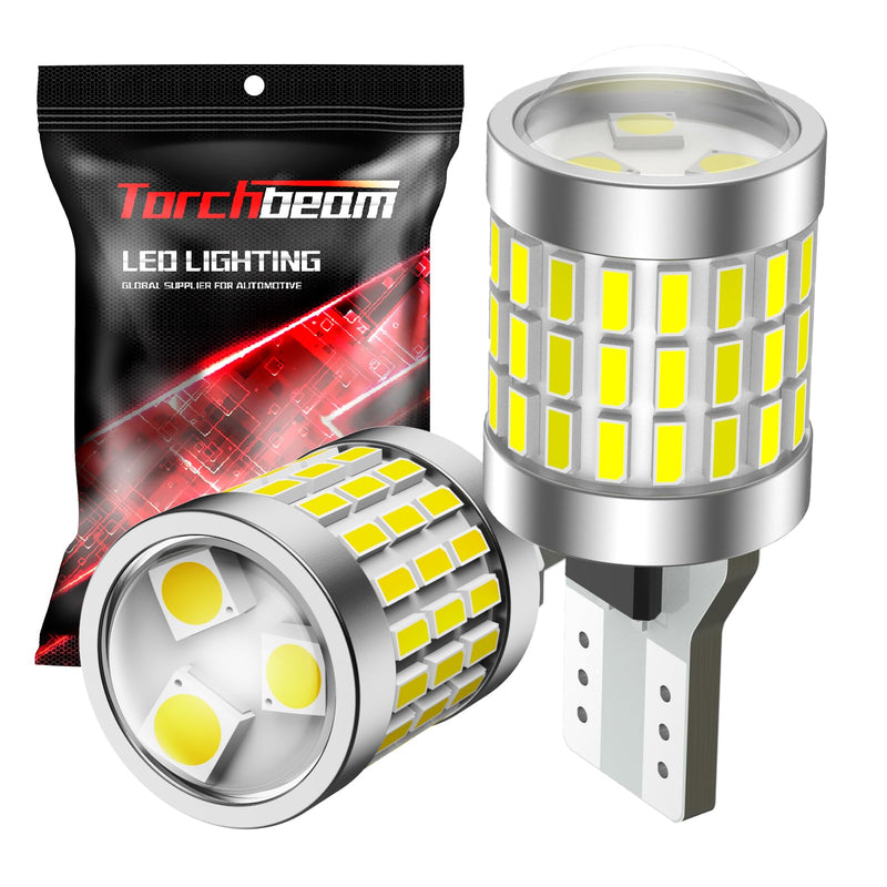 Torchbeam 912 921 LED Bulb Reverse Lights, T15 led Backup light Bulbs 1800 Lumens 6000K Xenon White Super Bright T15 906 904 W16W 921 LED Reverse Light Bulb, Pack of 2 TU1 Series 921/912