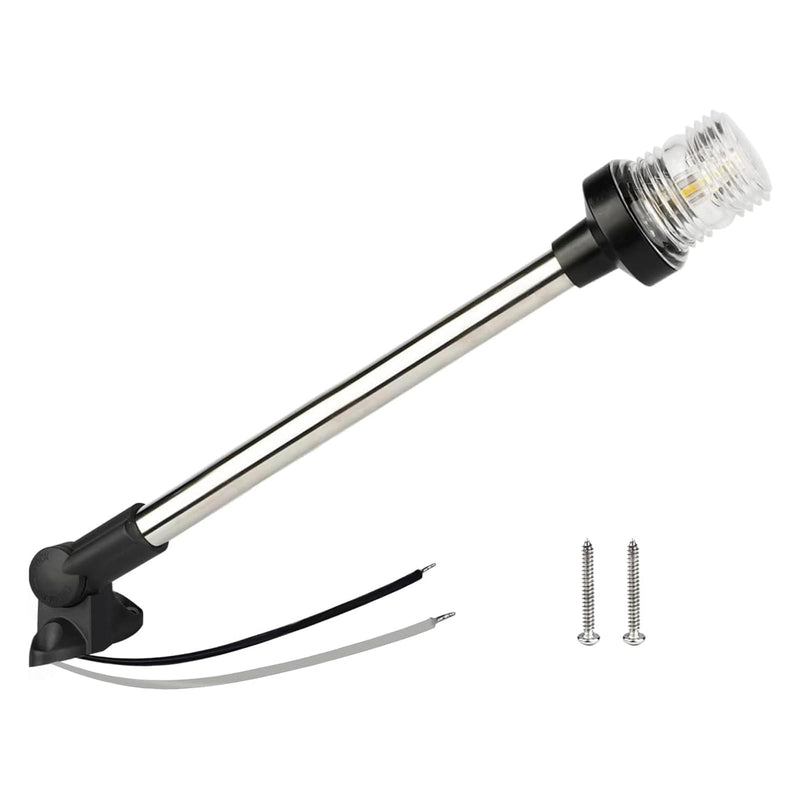 Anchor Light Boat Bimini Light Stern Light Marine Navigation Lights USCG 3 NM All Round White LED Fold Down 10-24 Volt 16 Inches for Pontoon