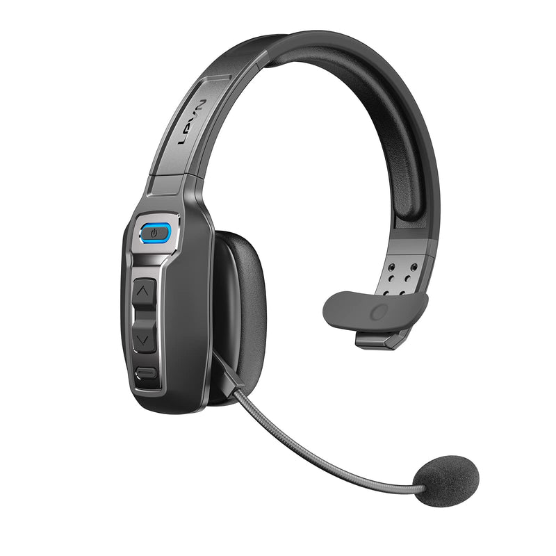 LEVN Bluetooth Headset with Microphone, Trucker Bluetooth Headset with AI Noise Cancelling & Mute Button, Wireless On-Ear Headphones 60 Hrs Working Time, for Trucker Home Office Remote Work Zoom Black