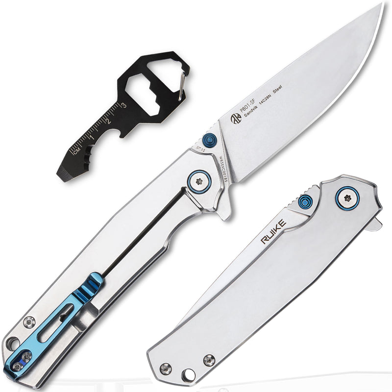 Ruike Tactical Folding Pocket Knife for men,14C28N Stainless Steel Blade,Frame Lock,EDC Small Camping Knives Belt Clip Carry,Lightweight Survival Flipper Microtech Elemental Fishing Gear Tool 3.4"
