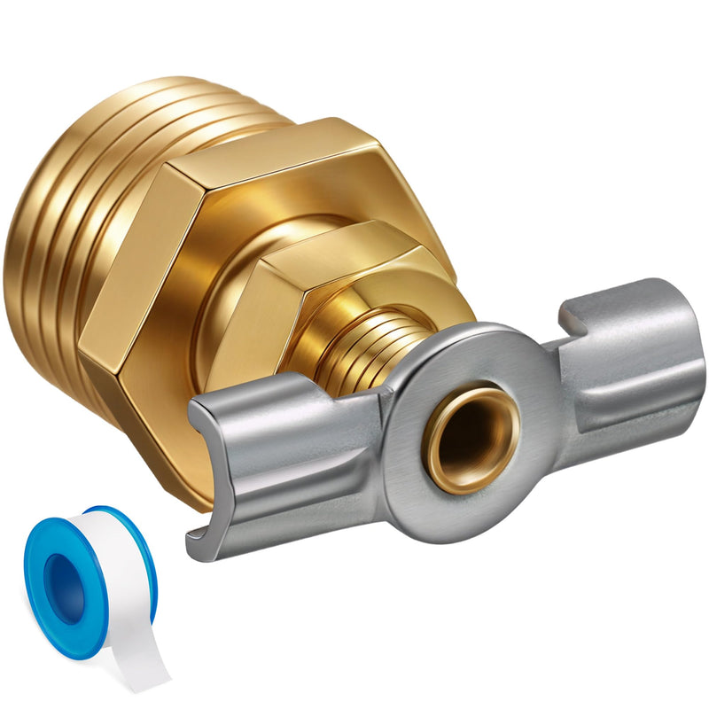 Dreyoo 1 Pack 1/2'' RV Water Heater Replacement Drain Valve with Tape, Durable Brass Construction RV Water Heater Drain Plug for RV and Trailer Water Heater
