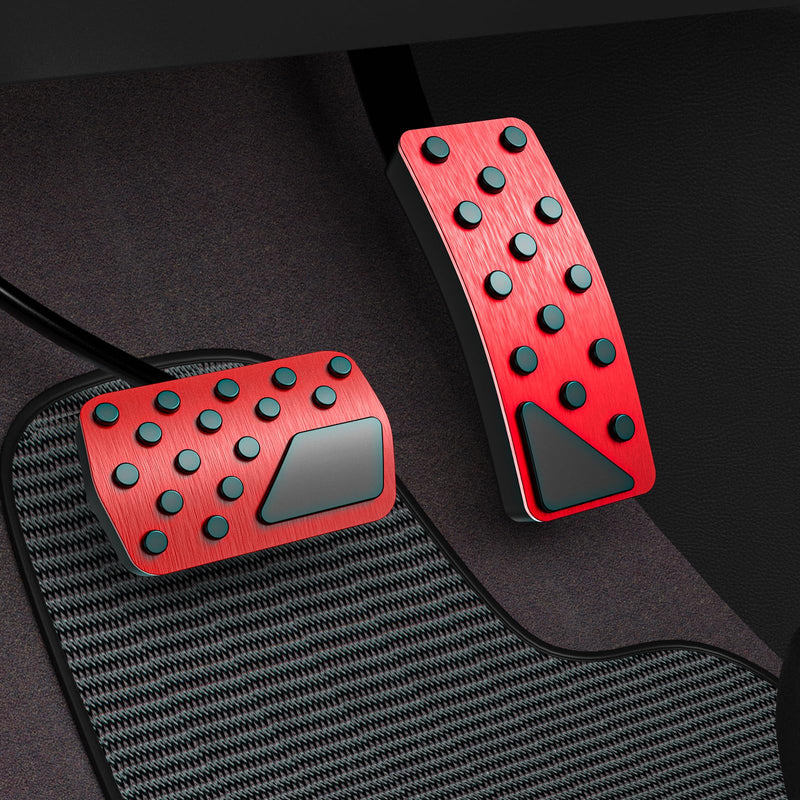 Car Pedal Cover for Dodge Durango Jeep Grand Cherokee 2011-2024 Aluminum Alloy No Drilling Aluminum Brake and Accelerator Pedal Covers 2PCS(Red) Red