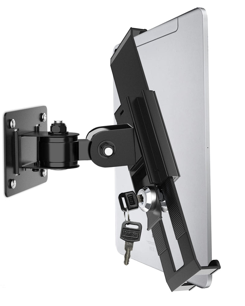 iPad Wall Mount, Security Anti-Theft Tablet Wall Mount Holder with Lock and Keys, 360° Swivel iPad Pro Mount, Compatible with 7-11 Inch Tablets (iPad, Galaxy Tab, Slate, Fire) – Black