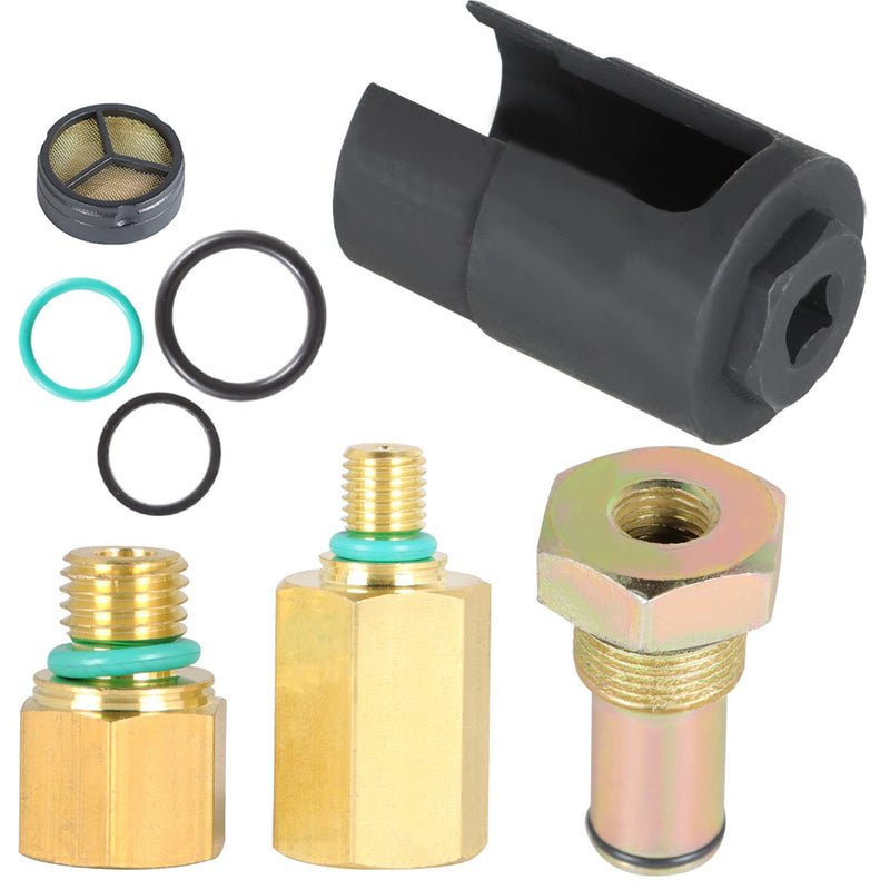labwork 6.0 High Pressure Oil Pump IPR Valve Air Test Fitting Tool Oil Rail Adapters Leak Test Kit and IPR Valve Socket with Seal Kit Replacement for Ford 6.0L Engine