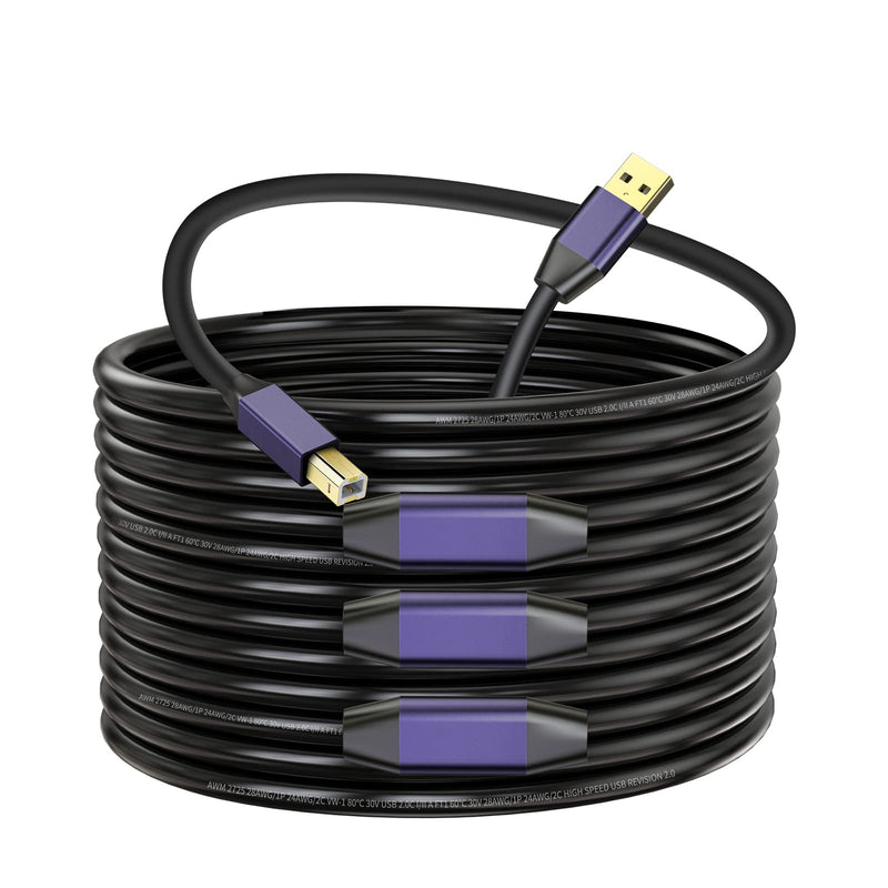 Active USB 2.0 Printer Cable100ft - A-Male to B-Male High Speed Printer/Scanner/Repeater Cable for HP, Canon, Epson, Dell, Samsung etc Morandi Purple 100FT