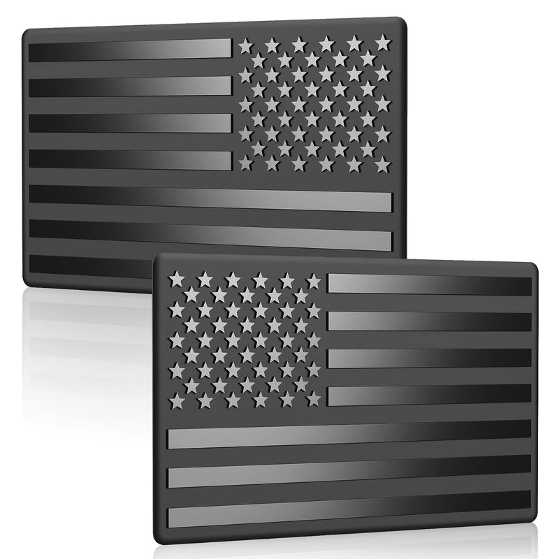 2 Pack Car American Flag Sticker, Black 3D US Decal for Vehicles, 5"x 3" Small USA Bumper Emblem Sticker Compatible with Jeep, Trucks, RV, SUV and More (One Left and One Right) 3D Black