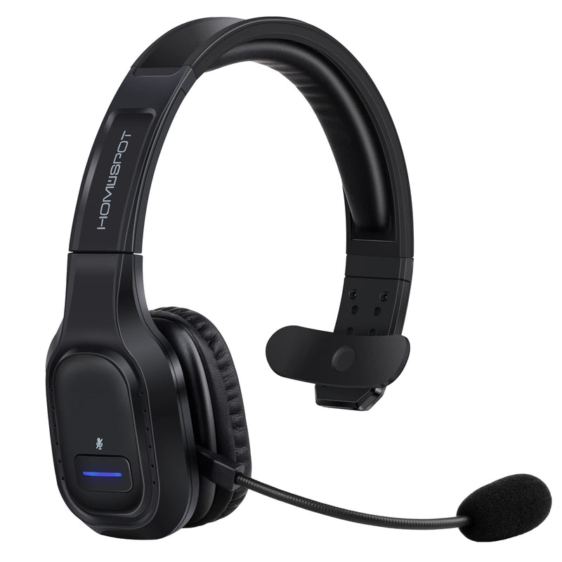 JM100 Trucker Bluetooth Headset with AI Noise Canceling, Wireless Headset with Rotatable Microphone and Big Mute Button, 34 Hrs Talk Time for Trucking, Home Office, Call Center