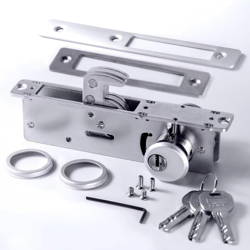 Cylinder Deadbolt Mortise Lock - Commercial Storefront Door Lock Double Keyed Cylinder 1-1/8" Backset Hook Deadbolt for Storefront Entry Doors 1-1/8"hook deadbolt