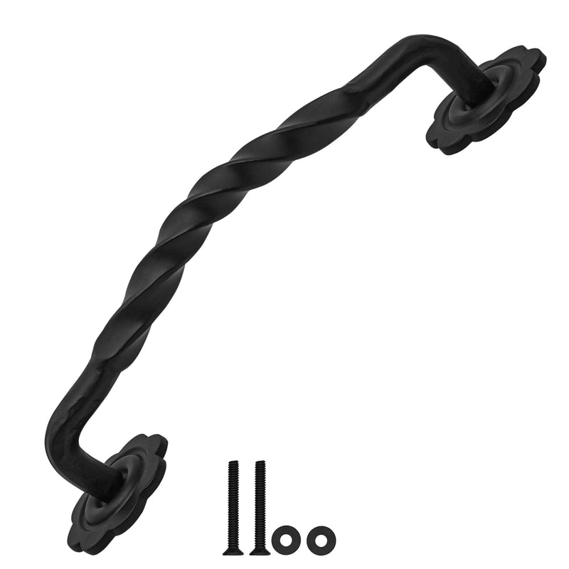 Mystic Colonial Cast Iron Twisted Barn Door Handle – 12 Inch Heavy Duty Black Pull for Gates, Cabinets & Sheds – Vintage Rustic Hardware 12.75 Inch Cast Iron Pull Handle