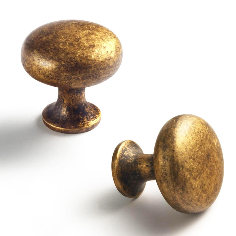 Goo-Ki Antique Brass Zinc Alloy Cabinet Knobs - Single Hole Cabinet Pull Handle Hardware for Drawer Kitchen Furniture, 6 Pack