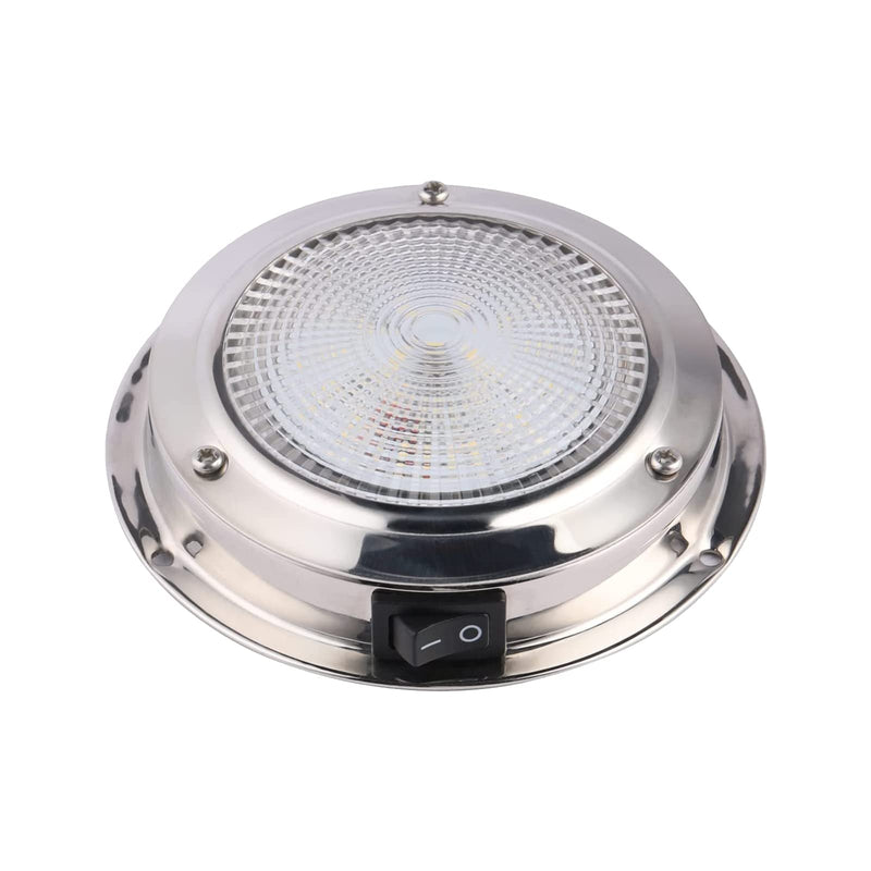 Marine Dome Light LED Boat Cabin Lights White with Switch Stainless Steel Surface Mount 12 Volts (4.18 Inches) 4.18 Inch