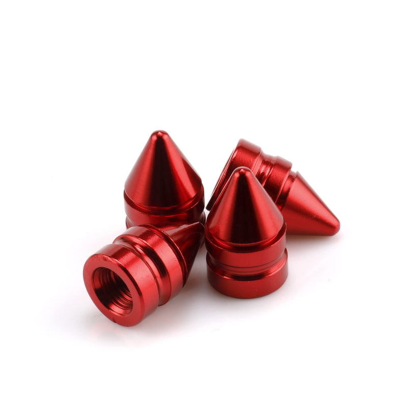 SINGARO Car Tire Valve Caps, 4 Pieces of Universal Aluminum Alloy Tire Trim Accessories Dust Tire Covers for Cars, Trucks, SUVs and Motorcycles(Red) Red