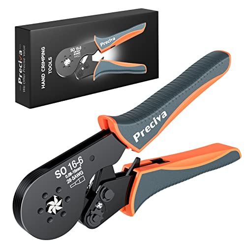 Hexagonal Ferrule Crimper, Preciva Hexagonal Jaw Wire Crimping Pliers AWG 28-5 Self-Adjustable Ratchat Wire Crimping Tools for Wire Terminals Cables End-sleeves CP80001