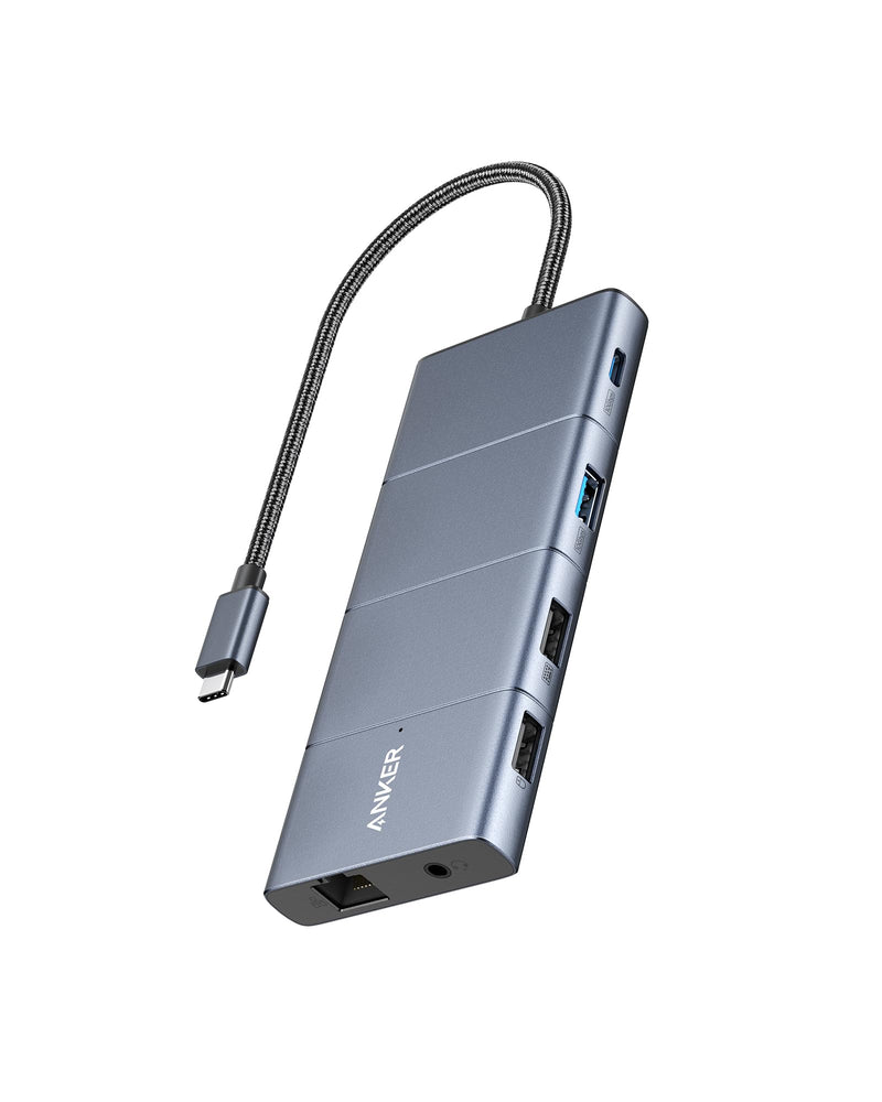 Anker USB-C Hub, 11-in-1 Docking Station Dual Monitor with 4K HDMI and DP | 1 USB-C and 1 USB-A 10Gbps Data Ports, 2 USB 2.0 Data Ports, 4K HDMI and DisplayPort, 85W Max PD, Ethernet, for XPS and More