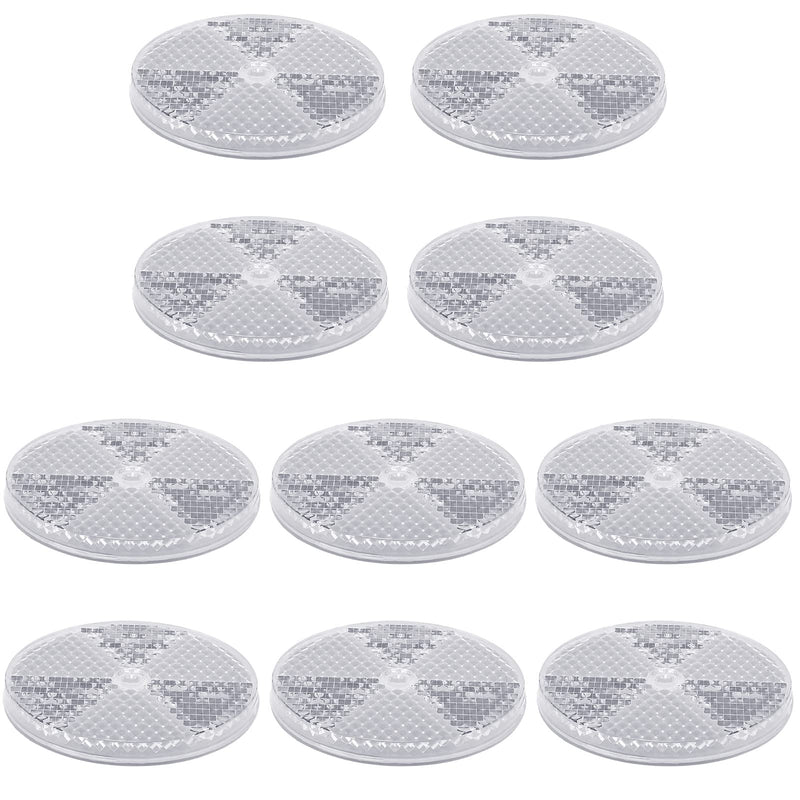 10 Pack Front Round Reflector for Driveway Fence Gate Posts Trailers Safety Automobiles Boats Mailboxes Reflector with Center Mounting Hole(White) White
