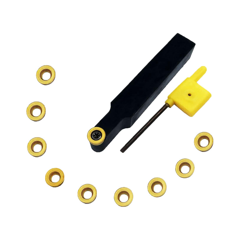 RCMT10T3M0 10pcs Carbide indexable Turning Insert with 5/8" SRDCN1616H10 Lathe Turning Tool Holder for Steel,Stainless Steel (RCMT10T3M0 +SRDCN1616H10) SRDCN1616H10+10psc R5 Yellow