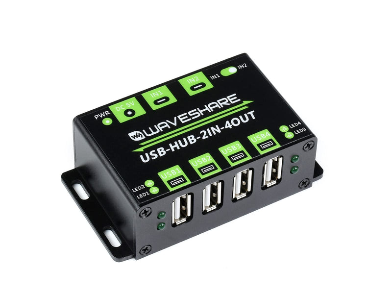 Waveshare Industrial Grade USB HUB Extending 4X USB 2.0 Ports Switchable Dual Hosts Sharing USB Devices for Two Hosts