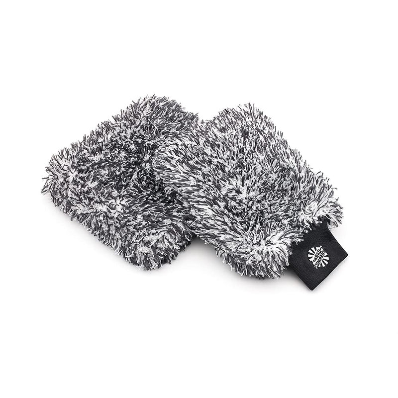 The Rag Company - The Cyclone Ultra Wash Mitt 8in x 9in and Cyclone Ultra Wash Pad 10in x 10in - 70/30 Blend Korean Microfiber, Foam Padding, Scratch-Free, Lint-Free, Black (2-Pack)