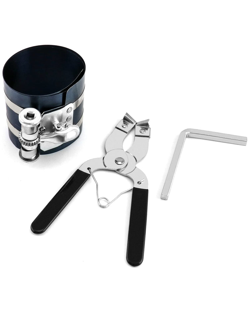 QWORK Piston Installer Pliers, Car Engine Adjustable Piston Ring Installer Removal Kit, Compressor Tool and Piston Ring Pliers
