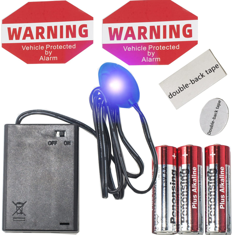 Fake Car Alarm, Dummy Car Alarm,(Batteries Included) Red LED Light Simulate Imitation Security System, Warning Anti-Theft Flash Blinking Lamp,Blue Light (Light-Sensing-Blue Light-1 Pack) Light-Sensing-Blue Light-1 Pack